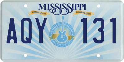 MS license plate AQY131