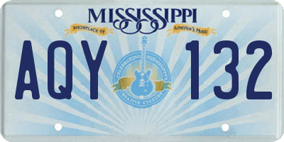 MS license plate AQY132