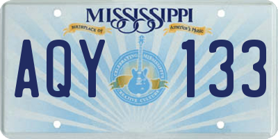 MS license plate AQY133