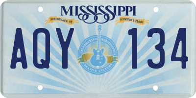 MS license plate AQY134