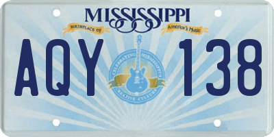 MS license plate AQY138