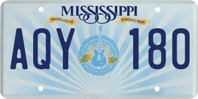 MS license plate AQY180