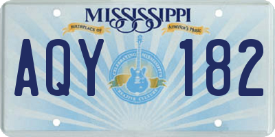 MS license plate AQY182