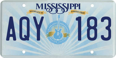 MS license plate AQY183