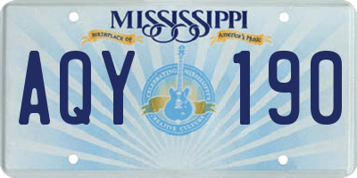 MS license plate AQY190