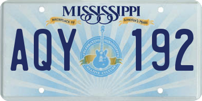 MS license plate AQY192