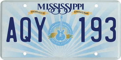MS license plate AQY193