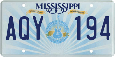 MS license plate AQY194