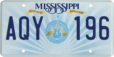 MS license plate AQY196