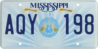MS license plate AQY198