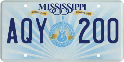 MS license plate AQY200