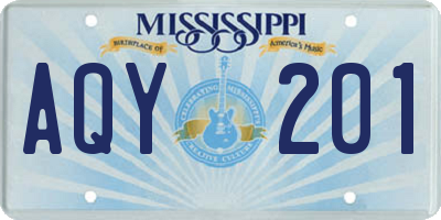 MS license plate AQY201