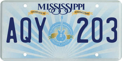 MS license plate AQY203