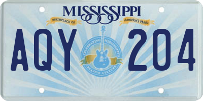 MS license plate AQY204