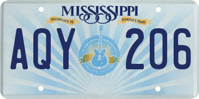 MS license plate AQY206