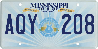 MS license plate AQY208