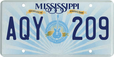 MS license plate AQY209