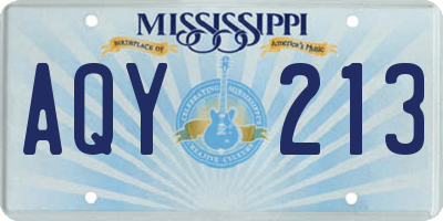 MS license plate AQY213