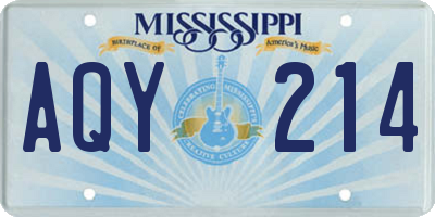 MS license plate AQY214