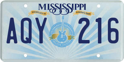 MS license plate AQY216