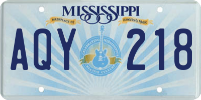 MS license plate AQY218