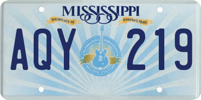 MS license plate AQY219