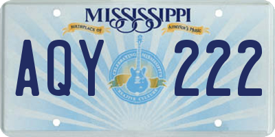 MS license plate AQY222