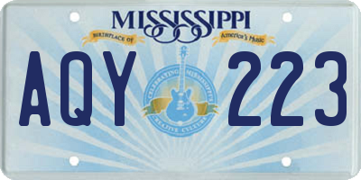 MS license plate AQY223