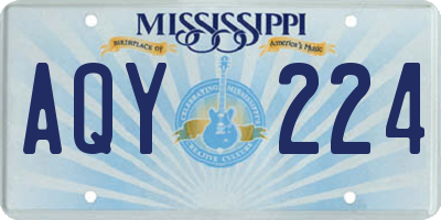 MS license plate AQY224
