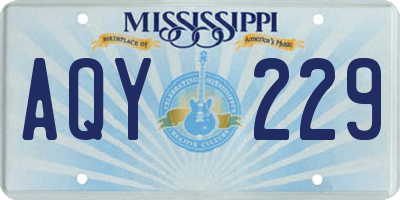 MS license plate AQY229