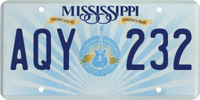 MS license plate AQY232