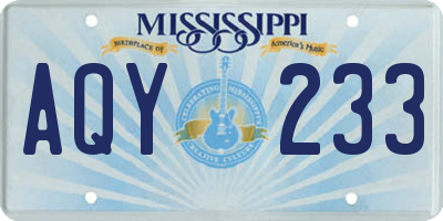 MS license plate AQY233