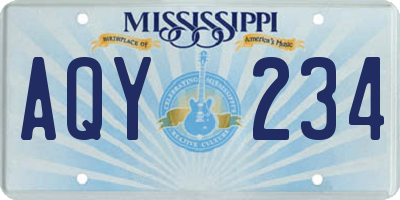 MS license plate AQY234