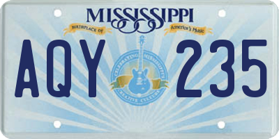 MS license plate AQY235