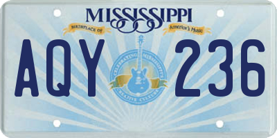 MS license plate AQY236