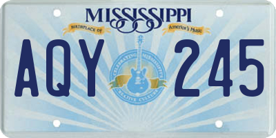 MS license plate AQY245