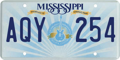 MS license plate AQY254