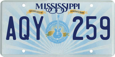 MS license plate AQY259