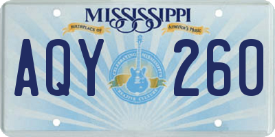 MS license plate AQY260