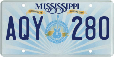 MS license plate AQY280