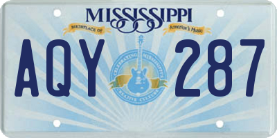 MS license plate AQY287