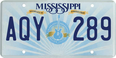 MS license plate AQY289