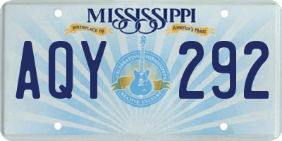 MS license plate AQY292