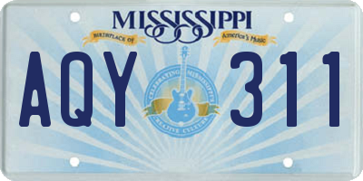 MS license plate AQY311