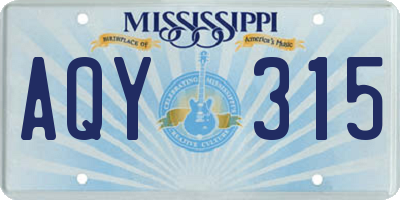 MS license plate AQY315
