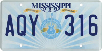 MS license plate AQY316