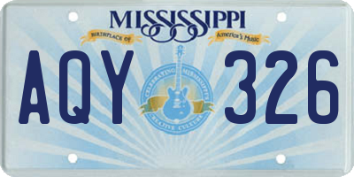 MS license plate AQY326
