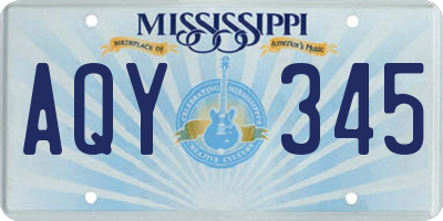 MS license plate AQY345