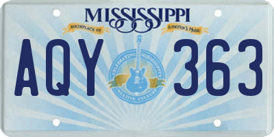 MS license plate AQY363