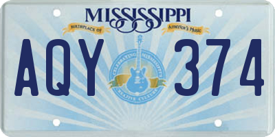 MS license plate AQY374